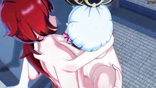 Kamisato Ayaka deepthroats penis then gets her cunt plowed by