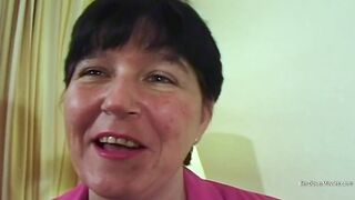 Mature housewife takes on four eager dicks and gets cum covered