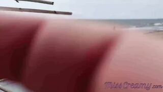 Touches cock into outdoors on the canary beach into front nudist