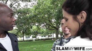 Slutty dark hair got booty plowed with her hubby
