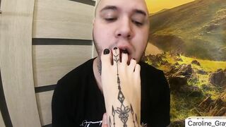 Have you pounded up? Lick it up. Fem Dom, made him lick legs