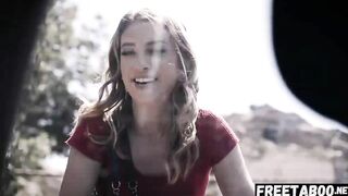 Thin Blonde Kristen Scott Fucks A Mechanic Stranger For A
