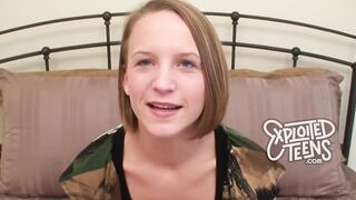 Deep throating 18 yo blows an 8 inch dick