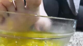 Yellow Jell-O between my foot!