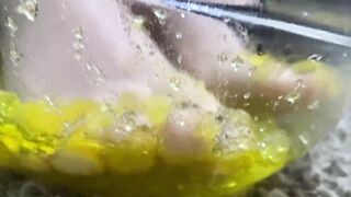 Yellow Jell-O between my foot!