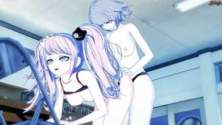 Chiaki strap on fucks Junko Enoshima rough and makes her