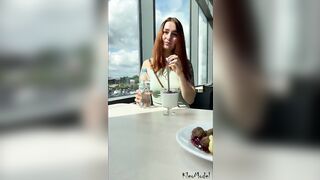 Outdoor flashing and orgasm into the shop dildo control