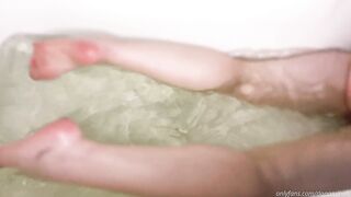 beauty Women inside Shower Shows her little Foot