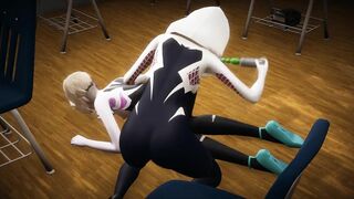 Gwen Stacy likes it into both holes - Futa Spider-Man