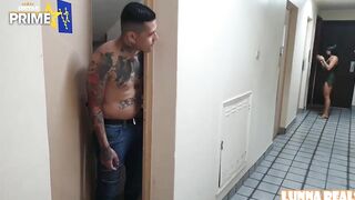 Pervert next door grabs and eats brand new on the building's