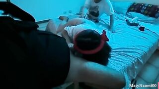 Naomi takes a stranger's penis while her bf touches he