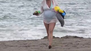 Video1-three - Hispanic stepmom shows off and masturbates on the beach