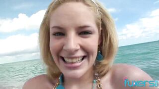 Blonde bikini Cutie fucks BF