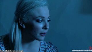 Blindfolded blonde throat screwed