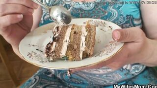 Long jugs mature mother into law riding boy's dick