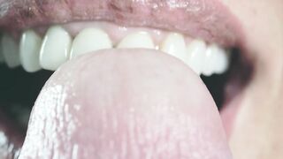 Close up edging oral sex