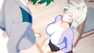 Mitsuki Bakugo riding Deku's penis until he balls inside her