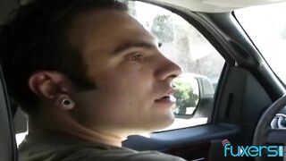 Fellatio with cum inside vehicle