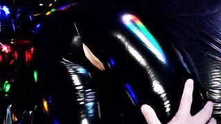 Boned Tight Cunt inside Shiny Ripped Leather Wetlook Pants