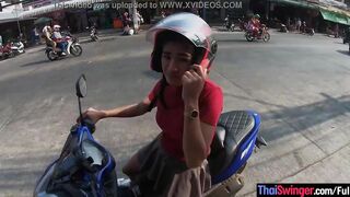 Amateur Thai barely legal lover long titty pounded back into the