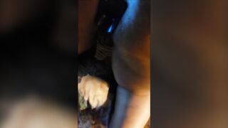 Butt plugged african pawg masturbates and squirts on the floor