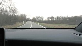 German Long Booty Cougar driving outdoors showing off her amazingly hot