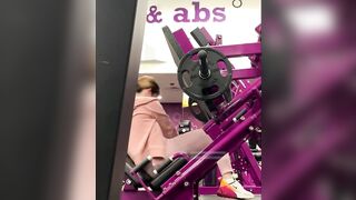 Adorable Teenagers Leg Press Inside Pink Tight Pants