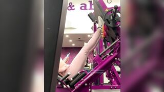 Adorable Teenagers Leg Press Inside Pink Tight Pants