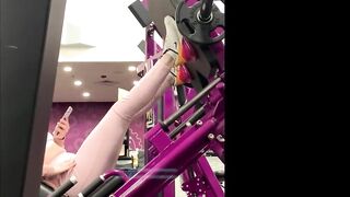 Adorable Teenagers Leg Press Inside Pink Tight Pants