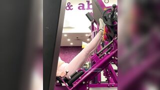 Adorable Teenagers Leg Press Inside Pink Tight Pants