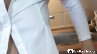 Cute blonde gets sexsual by herself alone