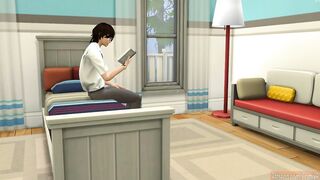 Nerdy brother sneaks under his sister's blanket and starts licking