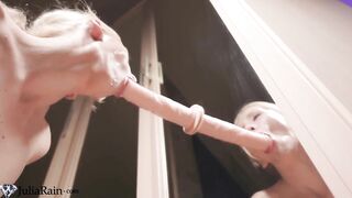 Hot Bubble Booty Sloppy Deeply Sex Dildo at the Mirror