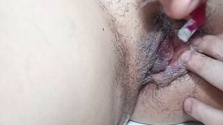 Excited twat during waxing