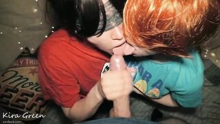 Jizzed into Mouth Compilation, fellatio with two girls, cum on