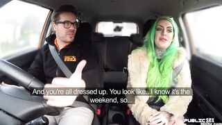 Curvy british driving college girl blowing penis inside outside