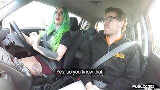 Curvy british driving college girl blowing penis inside outside
