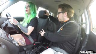Curvy british driving college girl blowing penis inside outside