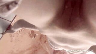 Blonde Bae Okuneva bald twat underwater swimming