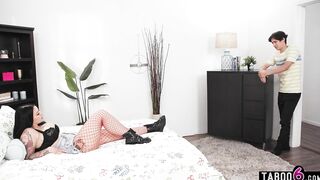 Big Tit teens stepsister Payton Preslee crashed at bros place