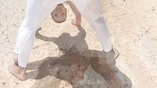 Anal yoga into the desert
