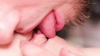 Sensitive CLOSE UP twat licking and real FEMALE ORGASM