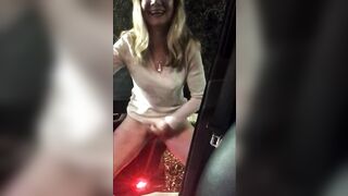 Strip And Cum Next To Parked Vehicle at 7-11