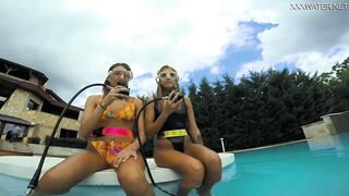 Katya Nakolkina with another sluts into the pool