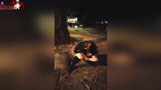 Pee into outside and showing my body on the street