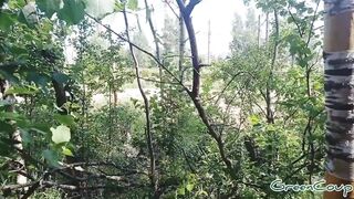 Quick blow job inside the woods behind the parking lot