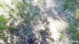 Quick blow job inside the woods behind the parking lot