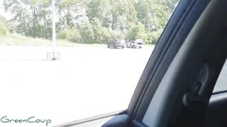 Gf blown inside the vehicle inside the supermarket parking lot
