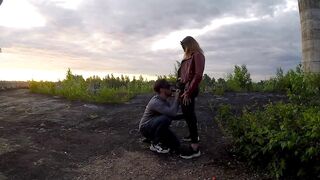 The bro blown her penis to the deap throat and get his cum
