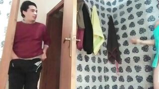 Spying on my stepsister inside the shower catches me and ...
